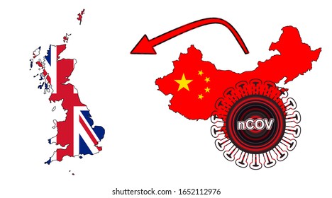 Coronavirus outbreak spreading all over Chine from Wuhan city of China. Coronavirus outbreak spread from China to England 
