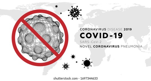 Mapa mundial do surto de coronavírus. Pandemia e epidemia do novo coronavírus (2019-nCoV) ilustração do vetor do conceito médico com célula de vírus para o fundo da ciência. Eps10