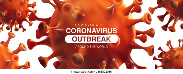 Coronavirus outbreak in Wuhan, China. Novel Coronavirus Alert outbreak in China. Virus Covid 19-NCP. Spread around the world Background with 3d illustration of corona virus.