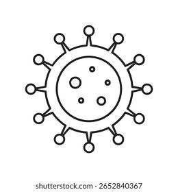 Coronavirus Outline Icon with Circular Body and Spikes