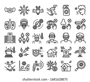 coronavirus outline vector icons covid 19 transmission