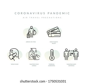 Coronavirus Pandemic - Air Travel Precautions - Icon as EPS 10 File