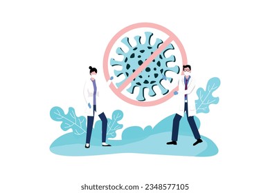 Coronavirus Pandemic Bacteria Flat Concept