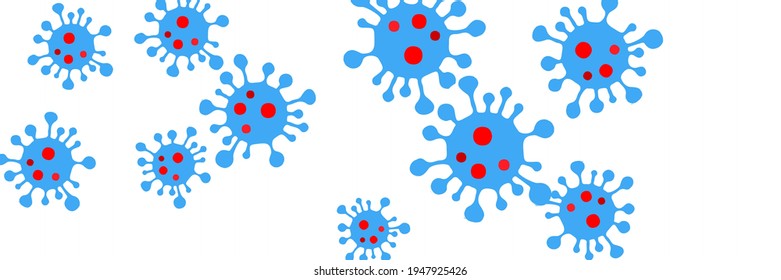 Coronavirus Pandemic Bright Epidemic Quarantine Background. Horizontal Vivid Medicine Vibrant Covid-19 Virus White Danger Sign Wallpaper. Test Neon Science Red Healthcare Blue Sick Illustration.