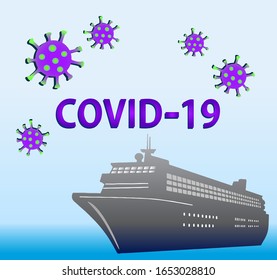 Coronavirus Pandemic With Cruise Ship Illustration Concept.