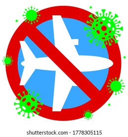 Coronavirus pandemic danger, covid-19. Coronavirus and travel risk of virus or bacteria infection in airplanes.