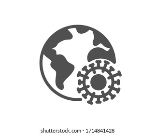 Coronavirus pandemic icon. Covid-19 global virus sign. Corona virus symbol. Classic flat style. Quality design element. Simple coronavirus icon. Vector
