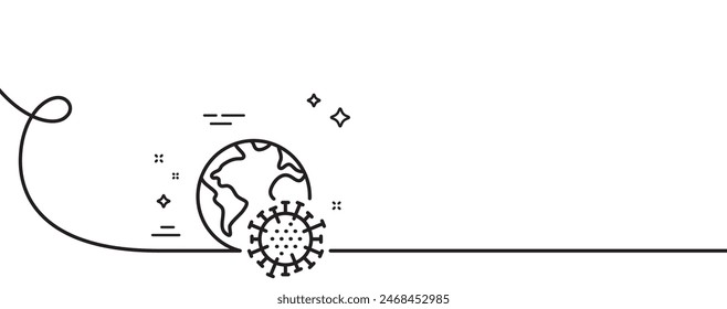 Symbol für Coronavirus-Pandemielinie. Durchgehend eine Zeile mit Curl. Covid-Virus-Zeichen. Globales Infektionszeichen. Coronavirus Pandemie Single Outline Band. Loop-Kurvenmuster. Vektorgrafik