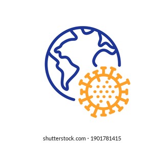 Coronavirus pandemic line icon. Covid virus sign. Global infection symbol. Quality design element. Line style coronavirus pandemic icon. Editable stroke. Vector