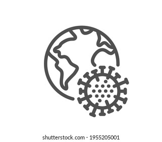 Coronavirus pandemic line icon. Covid virus sign. Global infection symbol. Quality design element. Linear style coronavirus pandemic icon. Editable stroke. Vector