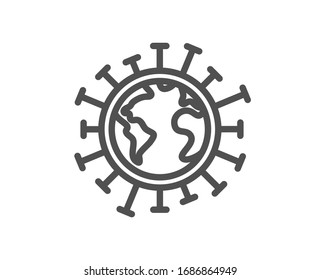 Coronavirus pandemic line icon. Covid-19 global virus sign. Corona virus symbol. Quality design element. Editable stroke. Linear style coronavirus icon. Vector