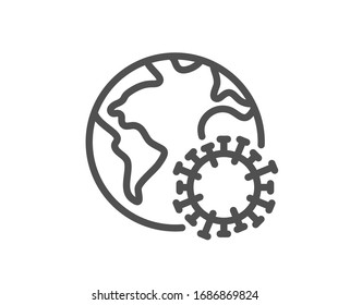 Coronavirus Pandemic Line Icon. Covid-19 Global Virus Sign. Corona Virus Symbol. Quality Design Element. Editable Stroke. Linear Style Coronavirus Icon. Vector