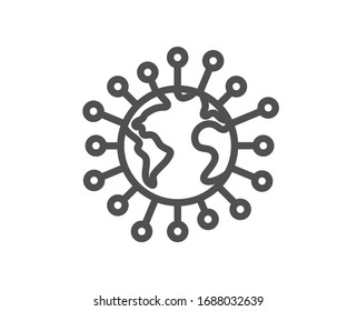 Coronavirus pandemic line icon. Covid-19 global virus sign. Corona virus symbol. Quality design element. Editable stroke. Linear style coronavirus icon. Vector