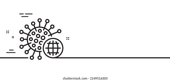Coronavirus pandemic line icon. Covid-19 global virus sign. Corona virus symbol. Minimal line illustration background. Coronavirus line icon pattern banner. White web template concept. Vector