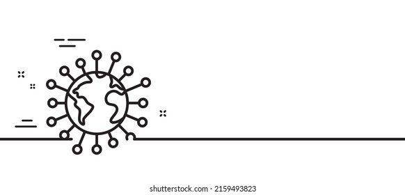 Coronavirus pandemic line icon. Covid-19 global virus sign. Corona virus symbol. Minimal line illustration background. Coronavirus line icon pattern banner. White web template concept. Vector