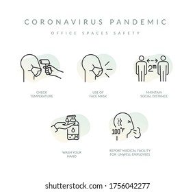 Coronavirus Pandemic - Office Safety Measures - Icon As EPS 10 File