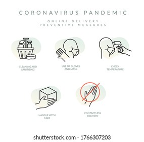 Coronavirus Pandemic - Online Delivery Safety Measures - Icon  as EPS 10 File