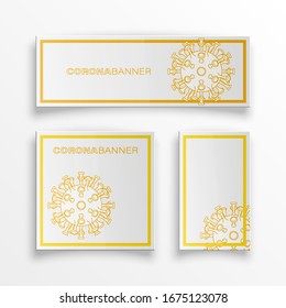 Coronavirus pandemic SARS-Cov-2 banner icon. Papper Coronavirus disease 2019 (COVID-19) Vector illustration background