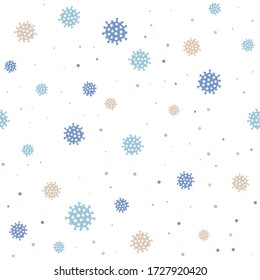 Coronavirus pandemic seamless pattern with virus cells. Disease germ, pathogen organism, infectious micro virology wallpaper. White background, virus prevention vector illustration. 
