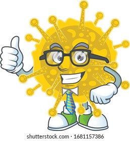Coronavirus pandemic successful Businessman cartoon design with glasses and tie
