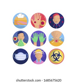 Coronavirus pandemic vector illustrations icon set. Flat icons for your medical project. 