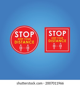 Coronavirus pandemic warning instructions and safety precautions. İnformative socia distancing  Vector illustration. Stop Covid-19 signage icon. Stand 1.0 meter apart. 