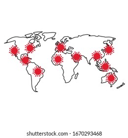 coronavirus pandemic world map concept- vector illustration