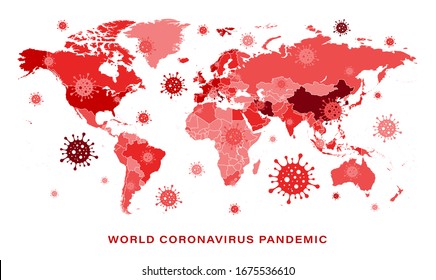 Coronavirus Pandemic Worldmap. 2019-nCoV. Map of the World Pandemic Situation. Vector