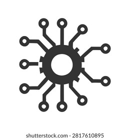 Coronavirus particle as a circuit board icon Vector, illustration