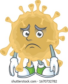 Coronavirus particle mascot design style with worried face