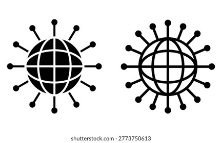 Coronavirus particles with globe illustration