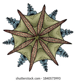 Coronavirus pathogen organism cell and infectious agent or contagious germ bacteria. 2019-nCoV, Covid-2019, Covid-19 Viral Novel Corona virus with DNA or RNA, artist interpretation drawing. Vector.