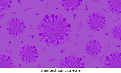 Fondo del concepto de virus vectorial de color púrpura en el patrón Coronavirus