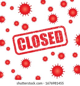 Patrón de coronavirus. Texto cerrado del sello de goma. Símbolo de la enfermedad del virus rojo. Logo de textura de fondo de la epidemia de influenza. Signo Sars covid-19. Aislado sobre fondo blanco. Imagen de ilustración vectorial.