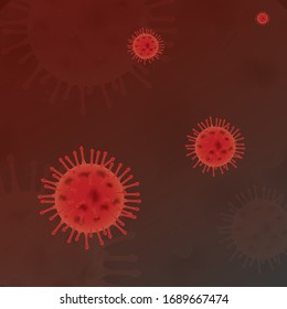Coronavirus pattern COVID-19 virus-cell on red color. Novel coronavirus outbreak concept with red floating Coronavirus cells. Coronavirus virus symbol Isolated. vector illustration
