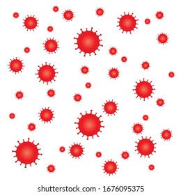 Coronavirus pattern icon. Red virus disease symbol. Influenza epidemic texture logo. Covid-19 sign. Isolated on white background. Vector illustration image.