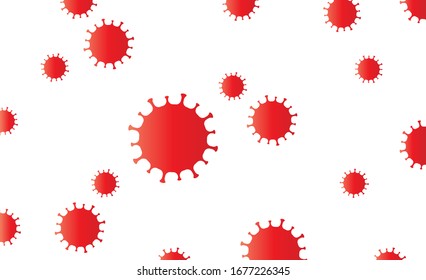 Coronavirus pattern icon. Red virus disease symbol. Influenza epidemic texture logo. Covid-19 sign. Isolated on white background. Vector illustration image.