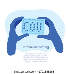 Coronavirus Pcr Plate Positive Test Vector Illustration