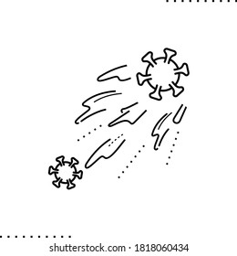 Coronavirus, phlegm y el icono del vector de propagación en contornos
