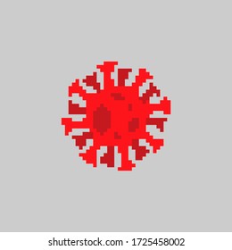 Coronavirus pixel art. virus 8 bit. Pixelate Global epidemic disease 2019-nCoV virus. Pandemic concept