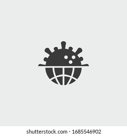 Symbol des Coronavirus-Planeten. Vektorillustration des Koronavirus auf grauem Hintergrund