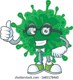 Coronavirus pneumonia successful Businessman cartoon design with glasses and tie