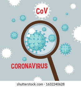 Coronavirus poster design with close of virus cell illustration