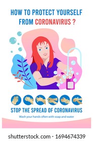 Diseño de afiches de Coronavirus para la prevención del virus con las manos lavadas de las niñas