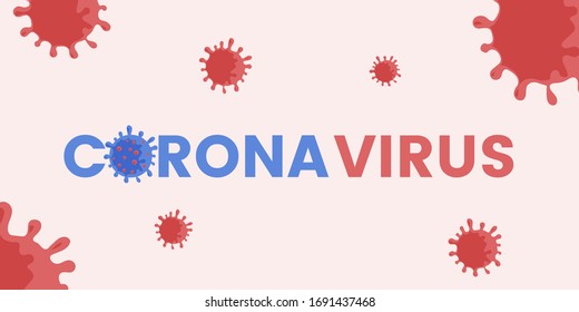 Coronavirus poster design template. Dangerous Covid-19 cells vector flat illustration. Stay and work at home, quarantine, self isolation during global pandemic poster design.