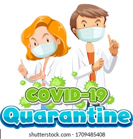 Coronavirus poster design with two doctors illustration