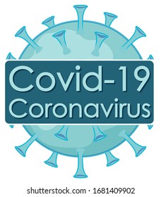 Coronavirus poster design with virus cell in blue color illustration