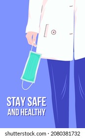 Coronavirus poster design with women hold medical mask to protect people