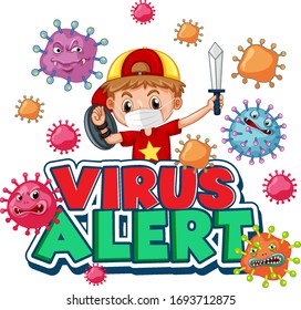 Coronavirus poster design with word and boy playing illustration