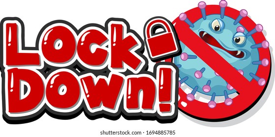 Coronavirus poster design with word lockdown on white background illustration